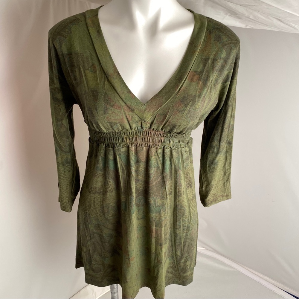 Daniel Benjamin green print v-neck tunic or dress